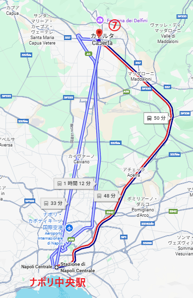 ナポリの散策ルート2日目の地図